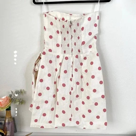 Reformation Turnip Strapless Wrap Polka Dot Mini Dress in Andie - Size 6 - Picture 3 of 6